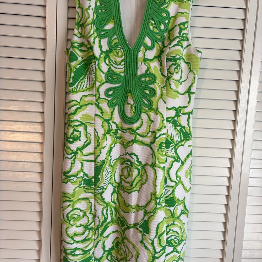 Lilly Pulitzer Green & White Floral V-Neck Midi Dress